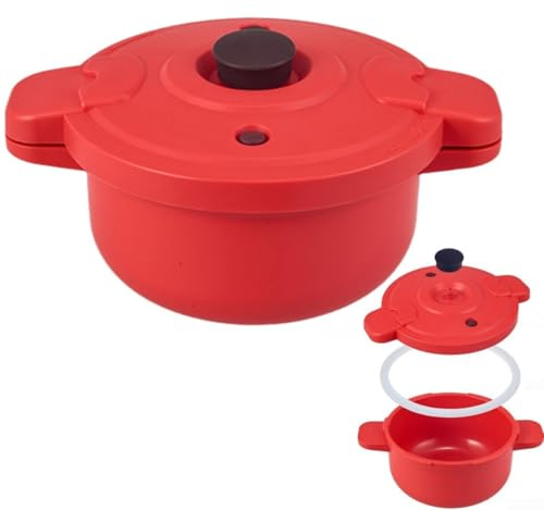 Olla a presión para microondas, 27,5 x 14 cm, multifuncional, para microondas, herramientas de cocina compacta, cocción rápida para arroz, verduras, pasta