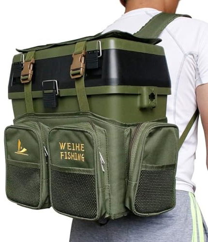 Zaino da pesca compatto in nylon impermeabile con contenitore da 36 litri e scatola da pesca, con cuscino in rete traspirante e design ergonomico per il trasporto (A)