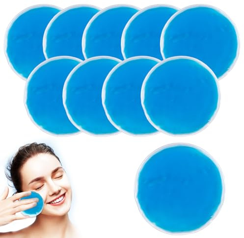 10PCS Small Hot Cold Compress Ice Bag, 7cm Round Gel Ice Pack Set, Reusable Hot & Cold Compress Ice Eye Bag, for Wisdom Teeth, Eyes, Migraine, Headaches, Bruises, Bumps, Swelling, Pain Relief, Blue