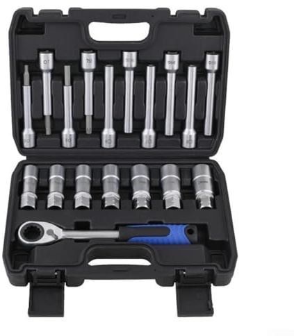 Kit di 18 pezzi per manutenzione automobilistica, in acciaio al cromo vanadio, ammortizzatore, puntone e dado di rimozione, kit con cricchetto per chiave inglese