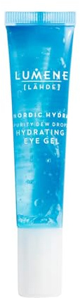 Lumene Purity Dew Drops Hydrating Eye Gel - Dark Circle Eye Cream with Hyaluronic Acid & Under Eye Serum + Puffy Eyes Treatment, 15ml