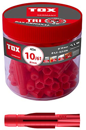 TOX Chevilles universelles Tri - 10 x 61 mm - Chevilles universelles pour presque tous les matériaux de construction - 45 chevilles - 010260081