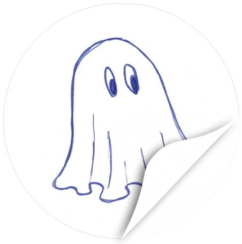 Halloween Dekoration/Aufkleber/Sticker / 48 Stück/Niedliches Gespenst gezeichnet zum Kleben/Dekorieren/Selbstklebend/Rund, 4cm