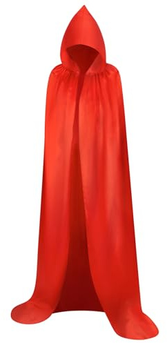 Myir JUN Mantello con Cappuccio, Adulto Halloween Lungo Mantello Halloween Costume Unisex Strega Wicca Mantello (Rosso, XL)