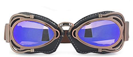 Heinmo Vintage Retro Pilotenbrille für Motorrad Cruiser Scooter Biker Racing (blau)