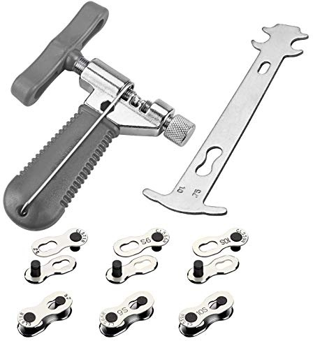 Kit di Attrezzi per Catena della Bicicletta - 6 Paia di Maglie Mancanti, Indicatore di Usura, Smagliacatena per Riparazione Bici a 6/7/8/9/10 Velocità