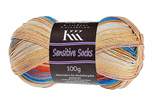 KKK Sockenwolle Sensitive Socks senf-blau-orange