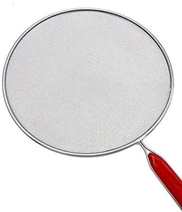 TIJAR Splatter Screen for Frying Pan 33cm – Oil Splash Guard Lid with Handle for Pots & Pans – Kitchen Cooking Cover, Dishwasher Safe, Durable Metal Mesh (33x33 With Handle)