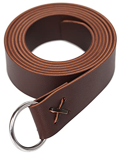 Linghe Mittelalterlicher Leder Wikinger Rindsseilgürtel LARP Gürtel Kaffee