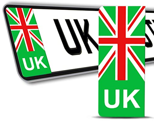 Biomar Labs 2 x Aufkleber Nummernschild Kennzeichen Grün EV Electric Brexit Großbritannien UK United Kingdom Auto Motorrad JDM Tuning QV 6