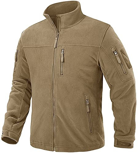TACVASEN Herren Fleecejacke Military Fleece Army Jacket Warm Jacke Winter für Outdoor (M, Khaki)