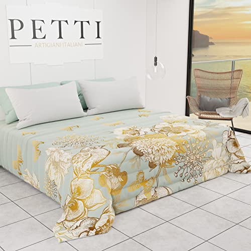 PETTI Artigiani Italiani - Bettdecke für Frühjahr/Sommer, Einzelbett, luxuriöses Design 01, 100% hypoallergene Mikrofaser, hergestellt in Italien