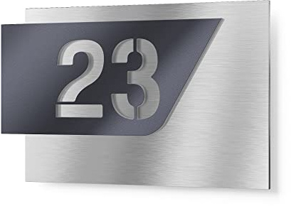 Graviers Design Hausnummernschild aus V2A Edelstahl 215x150 - Anthrazit RAL 7016 - zweiteilig mit 3D Effekt Wetterfest Rostfrei Individuell anpassbar mit eigener Nummer - Made in Germany