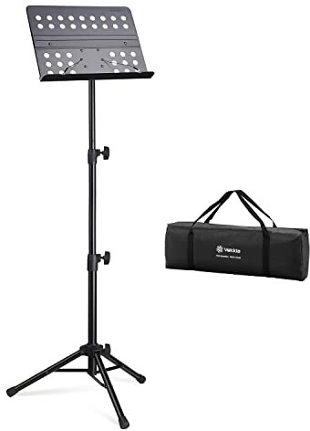 Vekkia Sheet Music Stand-Metal Professional Portable Perforated Music Stand with Carrying Bag,Folding Adjustable Music Holder,Super Sturdy suitable for Instrumental Performance & Band & Travel