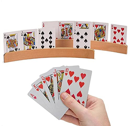 GIMOCOOL Kartenhalter Kinder,Holz Kartenhalter Spielkartenhalter, 2 Stück Freisprech Kartenhalter Spielkartenständer Kartenständer Spielkartenhalter, für Behinderte Karten Spielen Ohne Hände