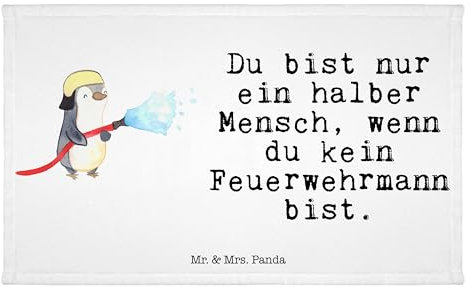 Mr. & Mrs. Panda Gäste Handtuch Feuerwehrmann Herz - Geschenk, Gästetuch, Reisehandtuch, Kollegin, Feuerwehrhauptmann, freiwillige Feuerwehr,