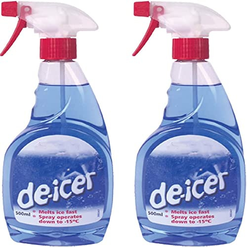 PERFECTONISH 2 X De Icer Trigger 500ml Spray Aerosol for Car WindSheild Prevents Re-Freezing, Fast Acting Agents Melts Ice and Frost Quickly, Operates at -15C