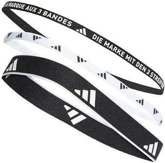 adidas Unisex Multiple Width Training Headbands 3 Per Pack, Black / White, M