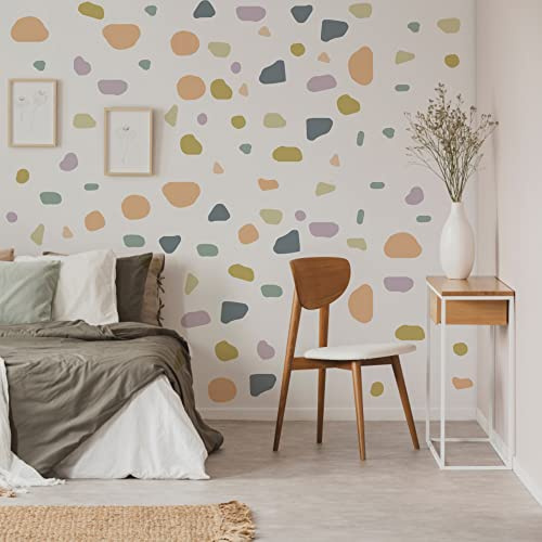 Runtoo Calcomanías de pared coloridas de lunares, estilo bohemio, terrazo, moderno, geométrico, abstracto, para sala de estar, dormitorio, guardería, decoración del hogar