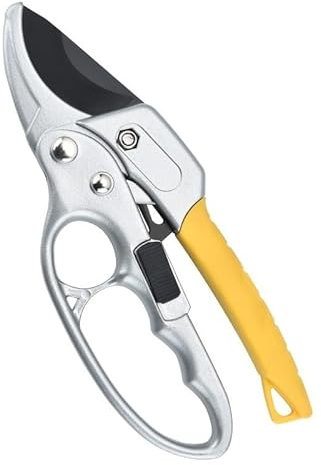Tijeras de podar de trinquete Herramienta de jardinería - Tijeras de podar de yunque con acción asistida - Tijeras de podar de trinquete for jardinería con hoja de acero antiadherente resistente - Her