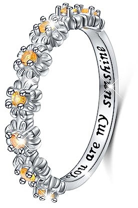 Sie sind mein Sonnenschein Sterling Silber Daisy Ringe für Frauen Mädchen Größe 6