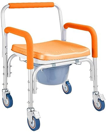BGGNG Badezimmer Rollstuhl Mit Rädern,Haushalts-Toilettenstuhl Rutschfester Badestuhl,Faltbarer Mobiler Toiletten-Duschstuhl Für Ältere Menschen Mit Behinderungen B