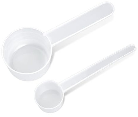 Messlöffel, 2 Stück Scoop Löffel, Transparent Protein Messlöffel, Dosierlöffel, Gramm Löffel, Messlöffel Gramm, für Kochen Backen Messlöffel Waschpulver, 10ml, 20ml, 30ml, 40 ml und 2g, 3g, 4g