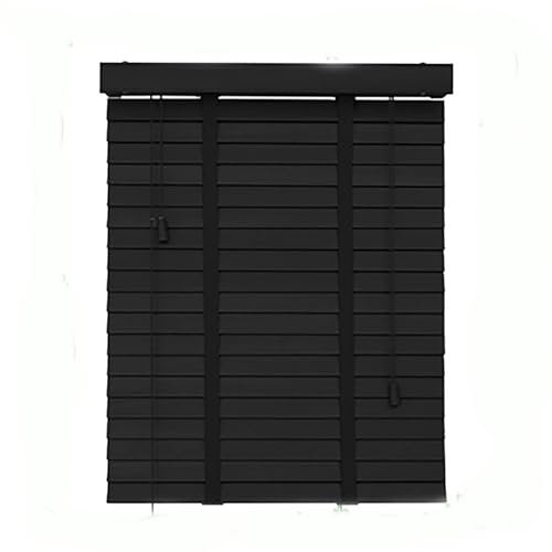 Schwarze Holzjalousien for Fenster, 50/60/70/80/90/100/110/120 cm, Verdunkelung/Wärmeisolierung, horizontale Jalousien, Innenjalousien aus Massivholz, 50 mm Lamellen, Vorhänge, Fensterläden ( Size : 8
