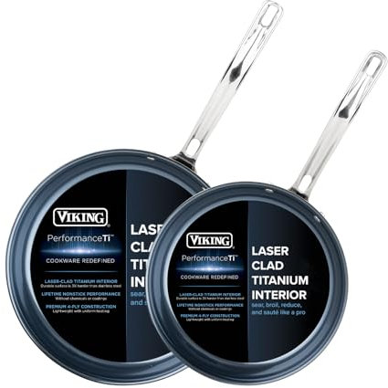 Viking Culinary Performance Ti, set di 2 padelle in titanio rivestite al laser a 4 strati (24,9 e 28,9 cm)
