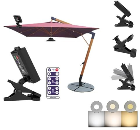 Parapluie solaire extérieur avec télécommande Parapluie cantilever à alimentation solaire avec 3 modes de luminosité Nouveau LED Parapluie Tente Camping Jardin Lumières de décoration de fête