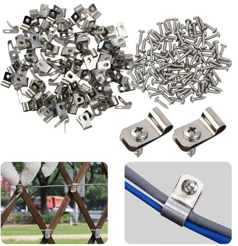 Sprießen Zaun Drahtklemmen 100 Stück, Kabelschellen, Metall Zaundrahtklemmen, Landwirtschaft Zaun Befestigungs Clips, Edelstahl Drahtklammern Mit Schrauben, Für Büros Wohnhäuser Zaunmontage