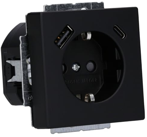 Busch-Jaeger 20 EUCB2USBAC-885 SCHUKO USB-A+C Steckdose Safety+ | Plattform 63 Schwarz Matt 2CKA002011A6312
