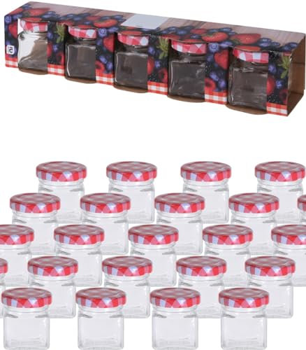 Flaschen-Fuchs 15er Set Marmeladengläser klein 50ml mit Deckel mini Gläser Einmachgläser kleine Gläser mit Deckel kleine Honiggläser mit Schraubverschluss Schraubgläser Nachtisch