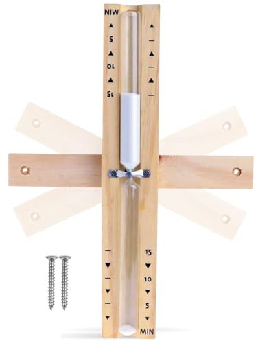 Sanduhr Sauna, Analoge Sauna Sanduhr 15 Minuten, Sauna Sanduhr Zubehör, Drehbare Sauna uhr Holz, Wandmontage Sauna Sanduhr, Sauna Sanduhr Wandmontage Saunauhr + 2 Edelstahl Schrauben