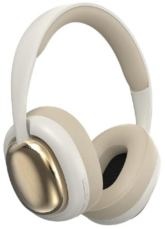 Casque stéréo sans fil Bluetooth 5.3 à suspendre, HiFi intelligent intelligent réduction du bruit, avec microphone et 12 heures de lecture, convient pour le sport et les voyages (beige)
