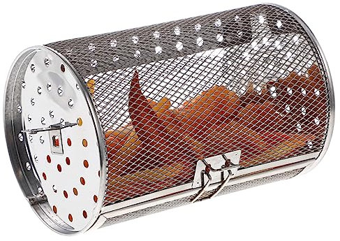 WATIIFUFU Tower Rotisserie Basket Made of Stainless Steel 360 Degree Rotation and Movable Door, Air Fryer Basket Accessory for Kitchen Use Almonds and Dried Fruits