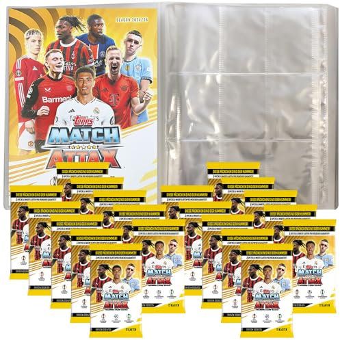 Match Attax Champions League 2024/25 - Trading Cards - 1 Leere Sammelmappe + 20 Booster