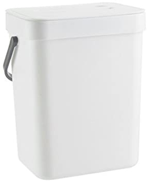 HAOHIZE Kleiner Mülleimer mit Deckel, 3L Küchenmülleimer, Kompostbehälter, Mülleimer Küche Unterschrank, Biomülleimer, Aufhängbarenzum Komposteimer für Küche, Camping, Büro, Bad, Auto (Weiß)