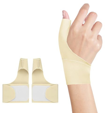 DMNQ 2Pcs Daumenbandage Elastische Daumensattelgelenk Bandage Daumenbandage Rechts Links Daumenorthese Lindern Wirksam Schmerzen Gelenkschwellungen für Handgelenkschiene Tendinitis Arthritis(Beige)