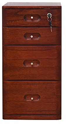 CCKUHN Kommode, Massivholzmaterial, 4-lagiger abschließbarer multifunktionaler schmaler Seitenschrank, geeignet für Arbeitszimmer und Büros/Weinrot / 30 x 33,3 x 52,5 cm (Weinrot 30 x 33,