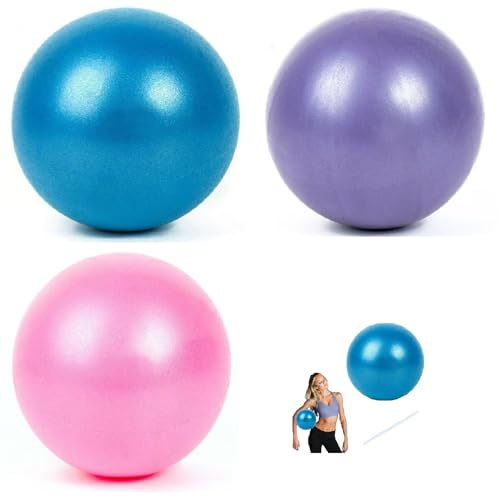3 Stück Kleiner Pilates-Ball, 25 cm Fitness Ball, Small Pilates Ball, Fitness & Büro Ergonomie, Gymnastikbälle Kinder, Fitball Balancegeräte für Yoga, Pilates, Balance, Stretching und Core-Fitness