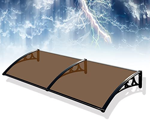Tenda da sole per finestra, tettoia per porta di protezione copertura in policarbonato marrone antipioggia silenziosa per grondaia della porta d'ingresso del cortile, dimensioni multiple (dimensioni