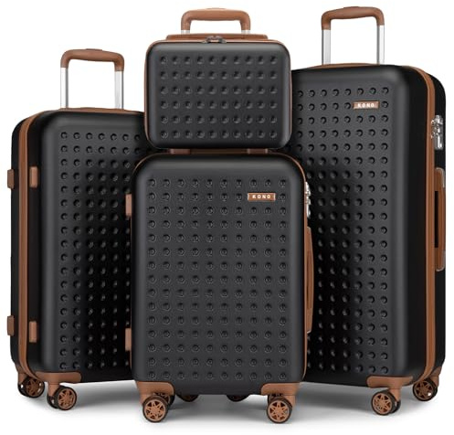 KONO Koffer Reisekoffer Trolley Kofferset 4 Teilig von ABS+PC Hartschalenkoffer mit TSA-Schloss, 4 Rollen Koffer Trolley