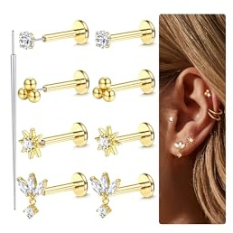 Chriscoco 20G Helix Piercings Chirurgenstahl Tragus Labret Nasenstecker Lippenpiercing Ohr Silber Monroe Medusa 6/7/8MM