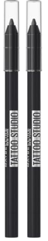 Maybelline New York, Tattoo Liner, Lápiz de Ojos Semi-permanente, Waterproof, No transferible, Tono: 900 Deep Onyx Negro, 1.3 gr (Paquete de 2)