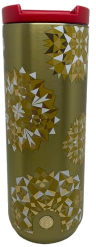 STARBUCKS Festive Holiday Christmas Gold Edition - Vaso reutilizable de acero inoxidable aislado