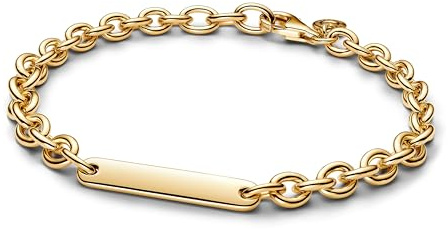 PANDORA Moments 569523C00-18 - Pulsera de plata de ley chapada en oro de 14 quilates (18 cm)