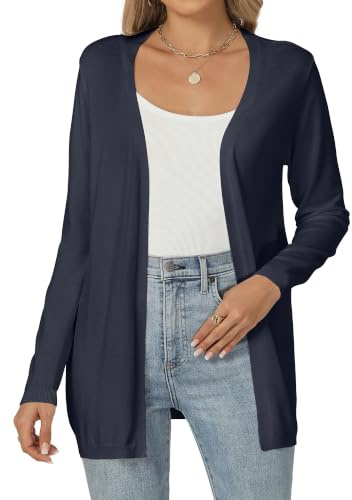Famrrifuu Cardigan Donna Maglia Maniche Lunghe Elegante Lungo Leggero Aperto Giacca Tinta Unita Estivo Primavera