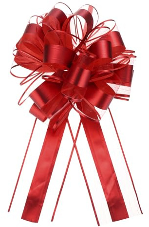 QUARKZMAN 12 Stück Große Geschenkschleife, 27 cm Ziehschleife Geschenk Schleife, Geschenkbänder für Geschenkverpackung Hochzeitskörbe Geschenke Weihnachten Valentinstag Party（Rot）