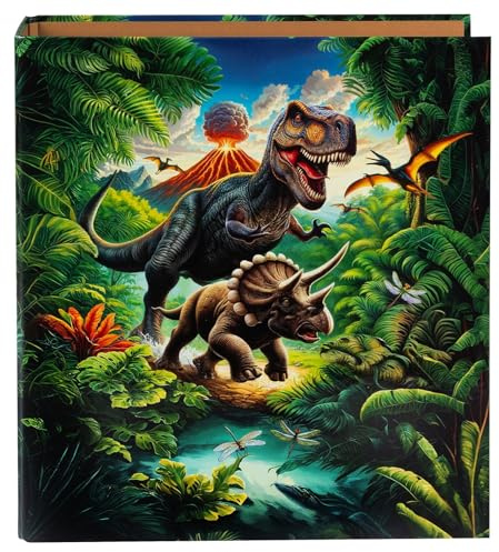 goldbuch 33 157 mapp vulkan, filmapp 28,5 x 32 x 8 cm, omslag av konsttryck, häftapparat med spakmekanism av metall, motiv dinosaurie, häftmapp för flickor och pojkar, stående mapp Dino